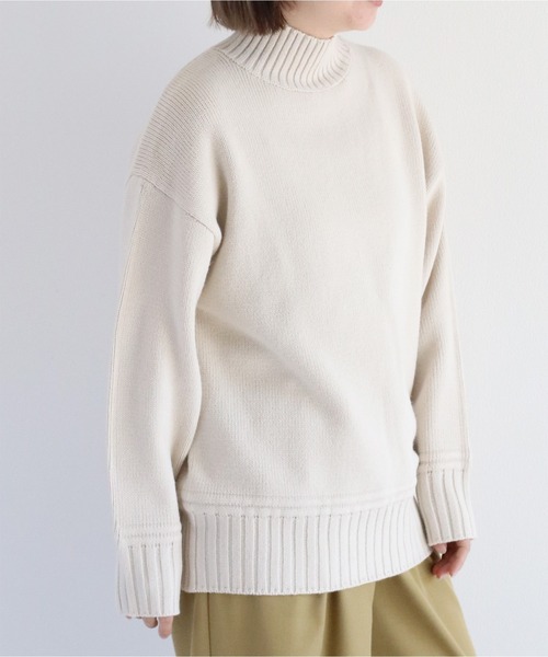 cepo（セポ）の「カシミアタッチハイネックニットプルオーバー〈バックスリット/センターパイピング〉（ニット/セーター・レディース・ブラウン/オフホワイト/ブルー/ブラック・M）」の19枚目の写真