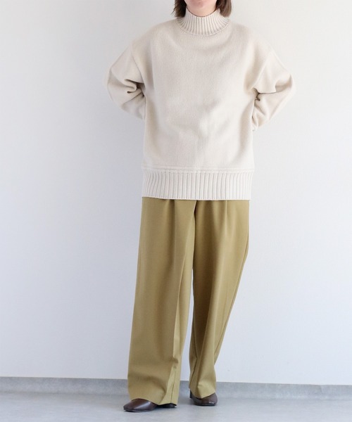 cepo（セポ）の「カシミアタッチハイネックニットプルオーバー〈バックスリット/センターパイピング〉（ニット/セーター・レディース・ブラウン/オフホワイト/ブルー/ブラック・M）」の20枚目の写真