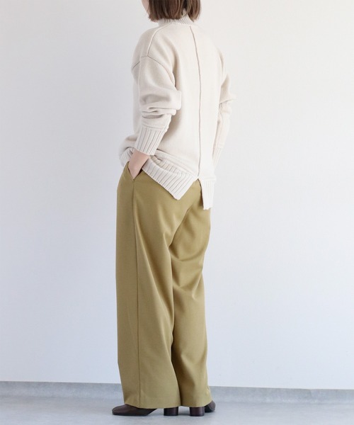 cepo（セポ）の「カシミアタッチハイネックニットプルオーバー〈バックスリット/センターパイピング〉（ニット/セーター・レディース・ブラウン/オフホワイト/ブルー/ブラック・M）」の21枚目の写真