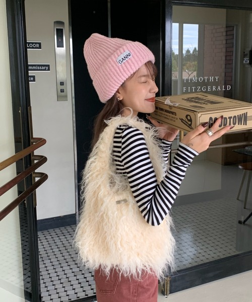 INTER FACTORY（インターファクトリー）の「mayu - チャーム付きフェイクファーバッグ made in INTERFACTORY（ハンドバッグ・レディース・アイボリー/ブラウン・FREE）」の19枚目の写真