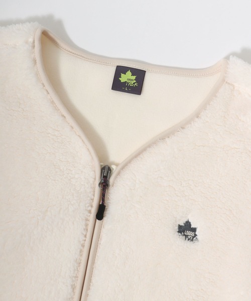 LOGOS(ロゴス)の「LOGOS/ロゴス シャギーボア×フリース 切替 ワンポイントロゴ刺繍 ノーカラージャケット(ブルゾン・レディース・チャコール/ベージュ/アイボリー・M/L/LL)」の10枚目の写真