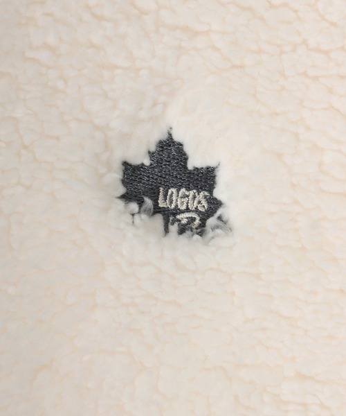 LOGOS(ロゴス)の「LOGOS/ロゴス シャギーボア×フリース 切替 ワンポイントロゴ刺繍 ノーカラージャケット(ブルゾン・レディース・チャコール/ベージュ/アイボリー・M/L/LL)」の11枚目の写真