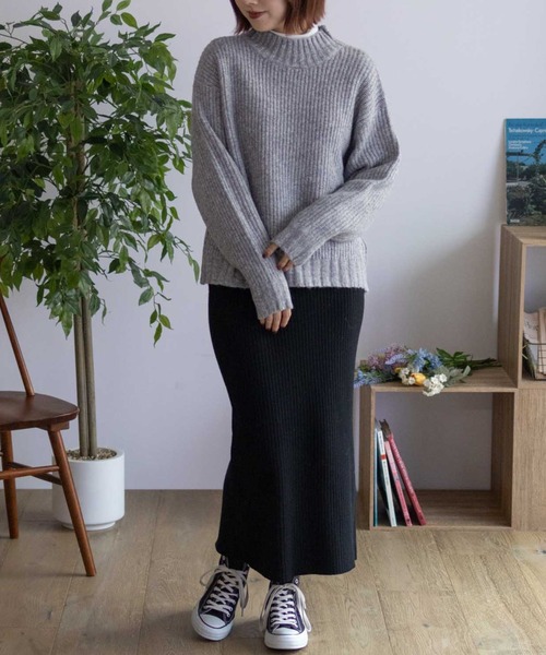 HusHusH（ハッシュアッシュ）の「【HusHusH/ハッシュアッシュ】モクアゼハイネックニット（ニット/セーター・レディース・グレー/ブルー/グレイッシュベージュ・M/L）」の4枚目の写真