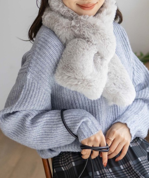 THE NEW HOUSE ベージュニットセーター　ミ117 klee /クレエ | . Vivid mesh round knit メッシュラウンド