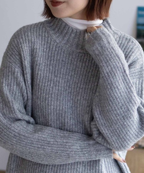 HusHusH（ハッシュアッシュ）の「【HusHusH/ハッシュアッシュ】モクアゼハイネックニット（ニット/セーター・レディース・グレー/ブルー/グレイッシュベージュ・M/L）」の20枚目の写真