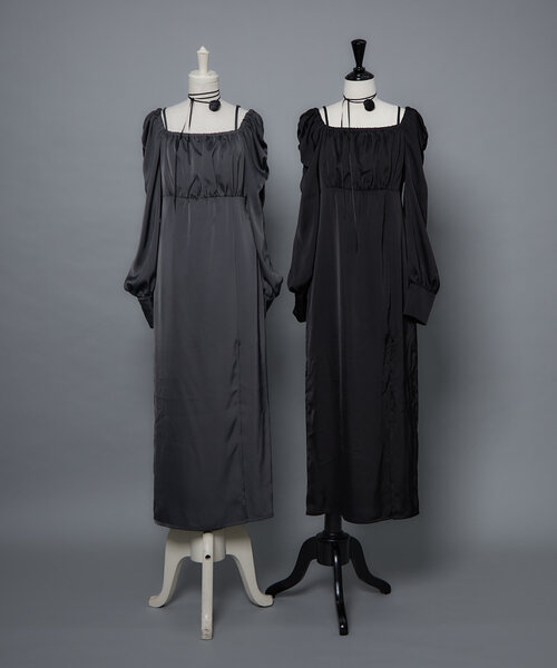 Mavie..7(メヴィセットゥ)の「【Mavie..7】チョーカー付きワンピース(ワンピース・レディース・ブラック/チャコールグレー・FREE)」の4枚目の写真