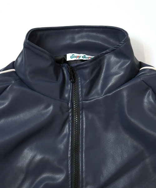 Soupy Soupy(スーピースーピー)の「synthetic leather track jacket/合成皮革 トラックジャケット(ブルゾン・メンズ・ネイビー/ブラック・L/M)」の5枚目の写真