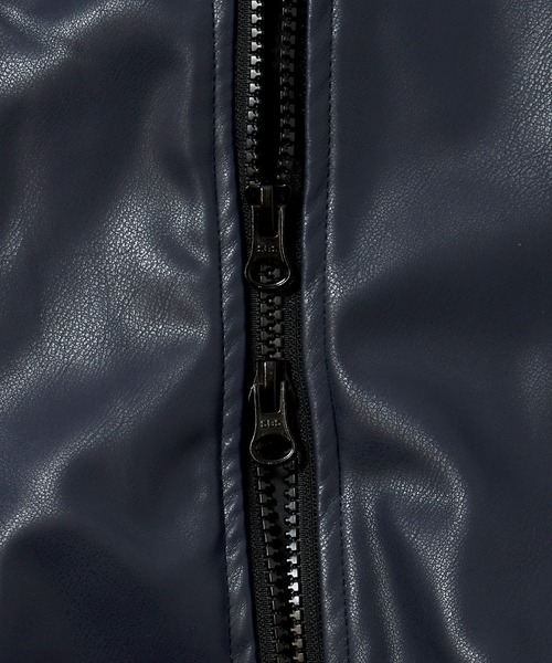 Soupy Soupy(スーピースーピー)の「synthetic leather track jacket/合成皮革 トラックジャケット(ブルゾン・メンズ・ネイビー/ブラック・L/M)」の6枚目の写真