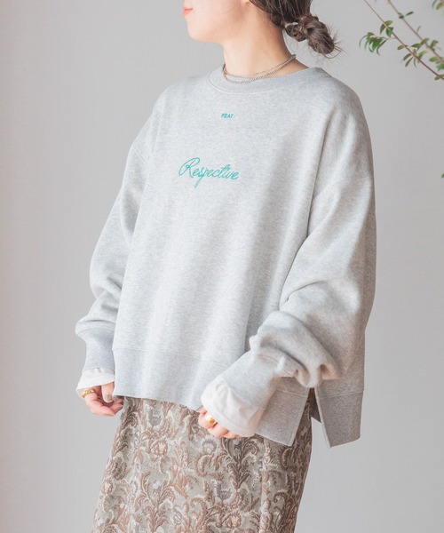 studio CLIP（スタディオクリップ）の「着丈選べる刺繍スウェット（スウェット・レディース・アイボリー/グレー/ネイビー/ピンク・LARGE/MEDIUM）」の7枚目の写真