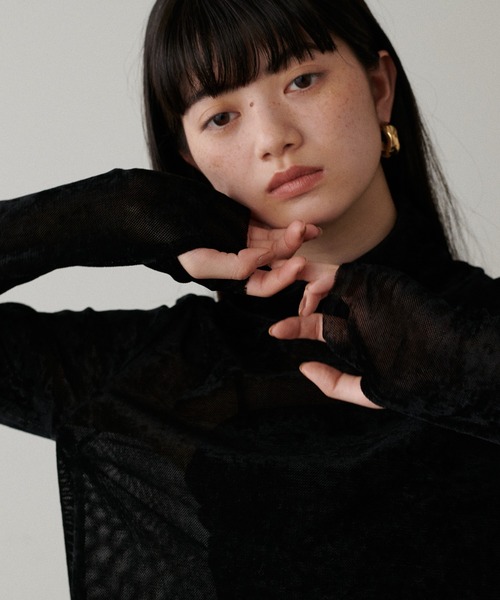LARUTA(ラルータ)の「【LARUTA】ベロアチュール2WAYタートル(Tシャツ/カットソー・レディース・ブラック/オレンジ/ブラウン/オフホワイト・FREE)」の16枚目の写真