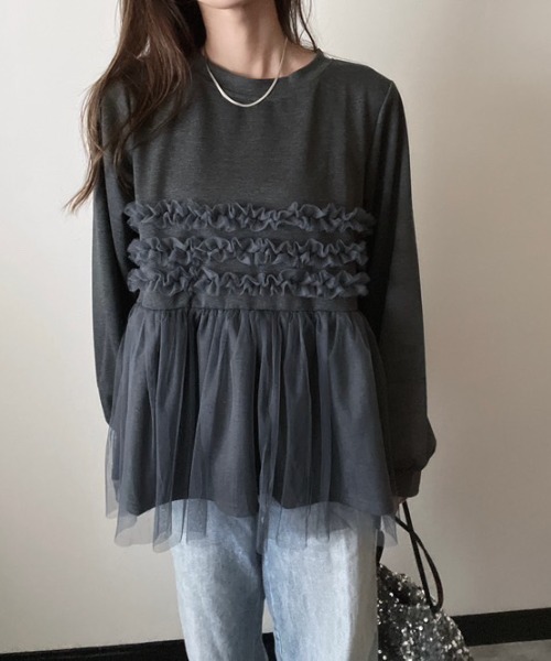 セール】【ZOZO限定】胸元フリルレースチュニック（チュニック