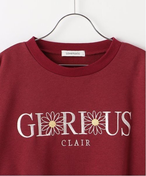 LOVETOXIC(ラブトキシック)の「【GOODPRICE】裏起毛フラワーロゴプルオーバー(スウェット・キッズ・チャコール/トップグレー/オフホワイト/エンジ・L/M/S)」の6枚目の写真