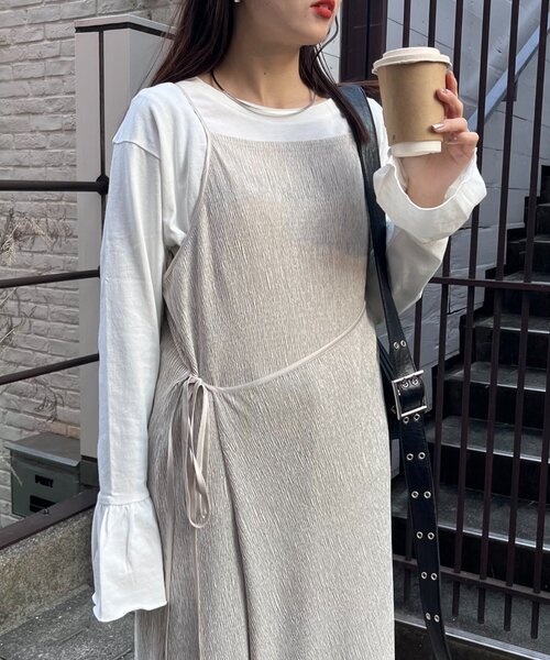 CIAOPANIC TYPY（チャオパニックティピー）の「ベロアプリーツラップキャミワンピース（ワンピース・レディース・サックスブルー/アイボリー/ブラック・ONE SIZE）」の15枚目の写真