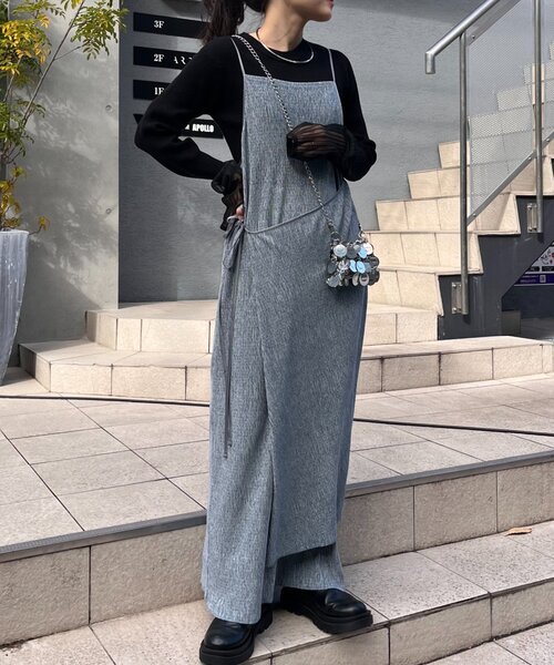 CIAOPANIC TYPY（チャオパニックティピー）の「ベロアプリーツラップキャミワンピース（ワンピース・レディース・サックスブルー/アイボリー/ブラック・ONE SIZE）」の16枚目の写真