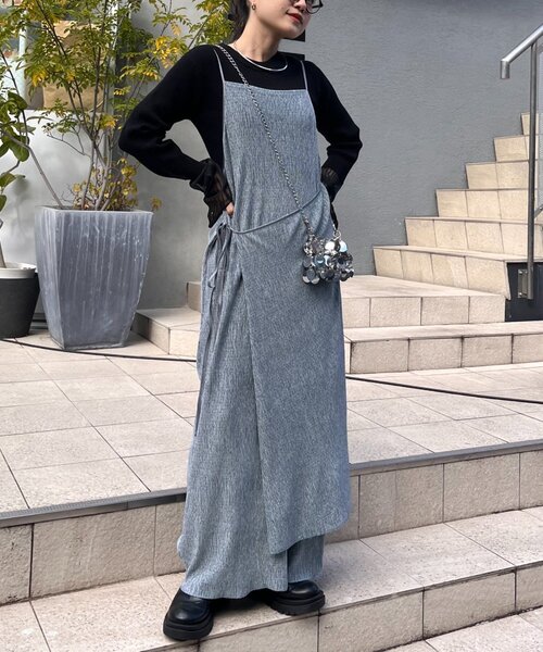 CIAOPANIC TYPY（チャオパニックティピー）の「ベロアプリーツラップキャミワンピース（ワンピース・レディース・サックスブルー/アイボリー/ブラック・ONE SIZE）」の18枚目の写真