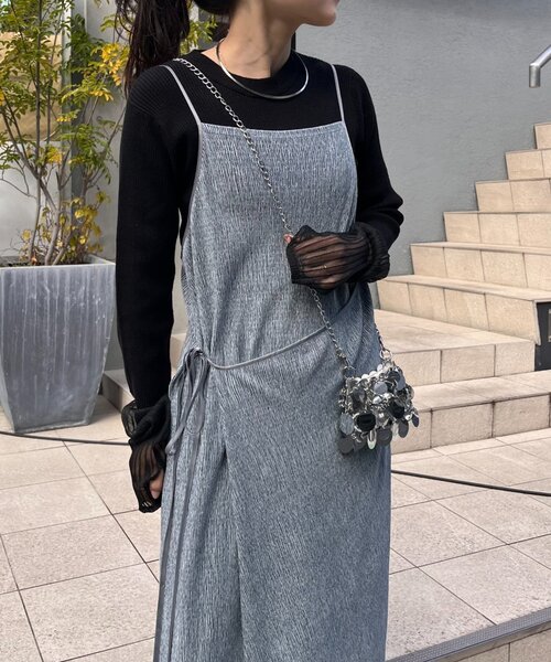 CIAOPANIC TYPY（チャオパニックティピー）の「ベロアプリーツラップキャミワンピース（ワンピース・レディース・サックスブルー/アイボリー/ブラック・ONE SIZE）」の21枚目の写真