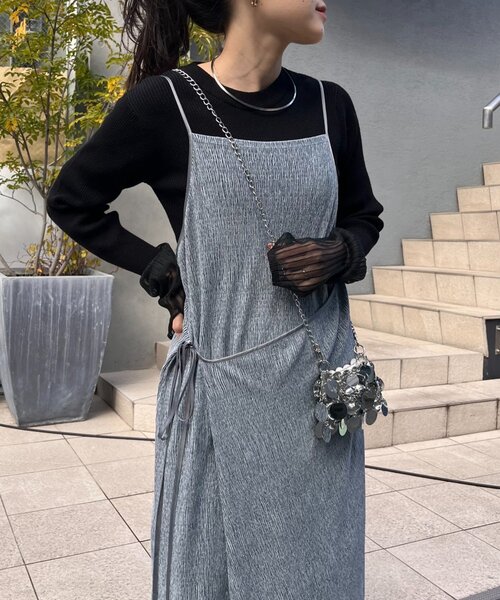 CIAOPANIC TYPY（チャオパニックティピー）の「ベロアプリーツラップキャミワンピース（ワンピース・レディース・サックスブルー/アイボリー/ブラック・ONE SIZE）」の22枚目の写真