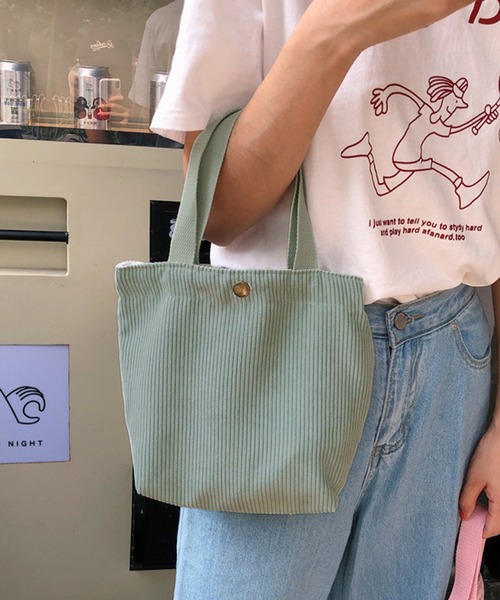 IRADOWL（アイラドール）の「カジュアルコーデュロイミニハンドバッグ（ハンドバッグ・レディース・ベージュ/イエロー/ダークグリーン/ホワイト/ピンク/ブラック/ブルー系その他2/グリーン/キャメル/グレー・FREE）」の9枚目の写真