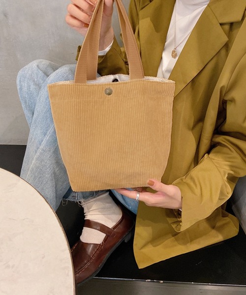 IRADOWL（アイラドール）の「カジュアルコーデュロイミニハンドバッグ（ハンドバッグ・レディース・ベージュ/イエロー/ダークグリーン/ホワイト/ピンク/ブラック/ブルー系その他2/グリーン/キャメル/グレー・FREE）」の14枚目の写真