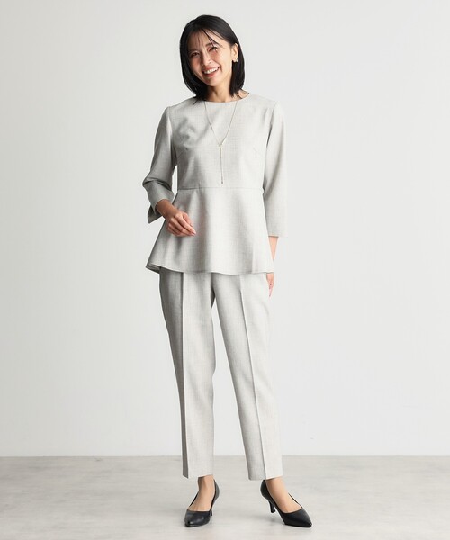 THE SHOP TK （ザ ショップ ティーケー ）の「【ONOFF活躍/セレモニー/通勤】杢調カルゼペプラムブラウス/洗える（シャツ/ブラウス・レディース・ナチュラル/ネイビー・12/13）」の6枚目の写真