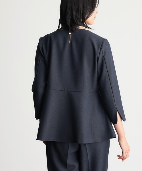 THE SHOP TK （ザ ショップ ティーケー ）の「【ONOFF活躍/セレモニー/通勤】杢調カルゼペプラムブラウス/洗える（シャツ/ブラウス・レディース・ナチュラル/ネイビー・12/13）」の14枚目の写真