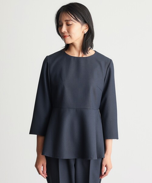 THE SHOP TK （ザ ショップ ティーケー ）の「【ONOFF活躍/セレモニー/通勤】杢調カルゼペプラムブラウス/洗える（シャツ/ブラウス・レディース・ナチュラル/ネイビー・12/13）」の16枚目の写真