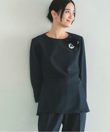 【ONOFF活躍/セレモニー/通勤】杢調カルゼペプラムブラウス/洗える