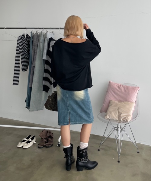 SHAGGIE（シャギー）の「カットオフショルスウェットトレーナー（スウェット・レディース・オレンジ/ブラック/グレー・FREE）」の10枚目の写真