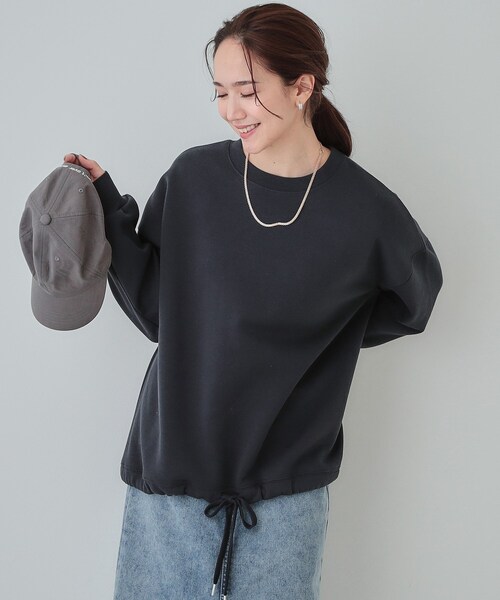 SHOO・LA・RUE（シューラルー）の「◆【S-LL】あったか裏毛 裾ドロストスウェット（Tシャツ/カットソー・レディース・グレー/チャコールグレー・01/02/03/04）」の2枚目の写真