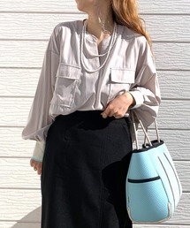 Q | ワークポケット キーネックブラウス(シャツ/ブラウス)