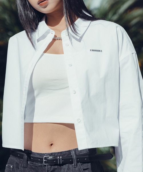 Subciety(サブサエティ)の「Cropped shirt【WOMEN】(シャツ/ブラウス・レディース・ストライプ/ブルー/ホワイト・MEDIUM/SMALL)」の2枚目の写真