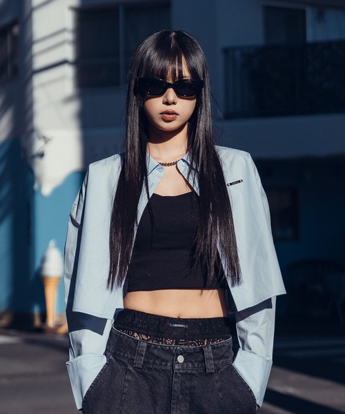 Subciety(サブサエティ)の「Cropped shirt【WOMEN】(シャツ/ブラウス・レディース・ストライプ/ブルー/ホワイト・MEDIUM/SMALL)」の19枚目の写真