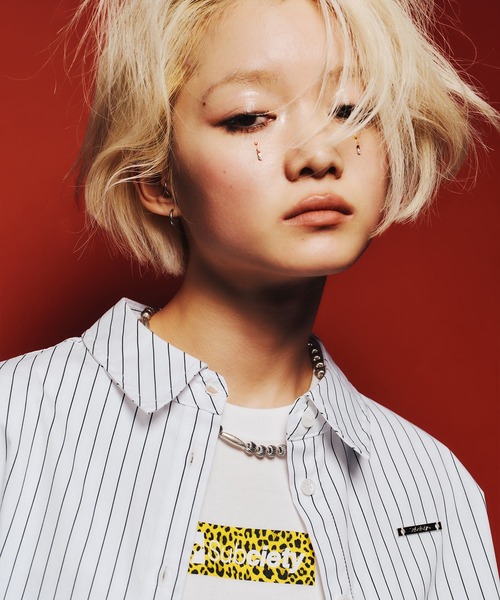 Subciety(サブサエティ)の「Cropped shirt【WOMEN】(シャツ/ブラウス・レディース・ストライプ/ブルー/ホワイト・MEDIUM/SMALL)」の10枚目の写真