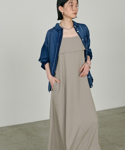 LARUTA（ラルータ）の「【LARUTA】［Web限定］ビスチェ風キャミワンピース（ワンピース・レディース・イエロー/グレイッシュベージュ/ブラック・MEDIUM/LARGE）」の3枚目の写真