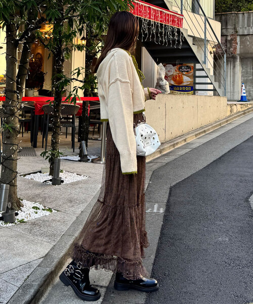 CIAOPANIC（チャオパニック）の「裾フリルフラワーチュールティアードスカート（スカート・レディース・ベージュ/レッド/ブラック/ブルー・ONE SIZE）」の20枚目の写真