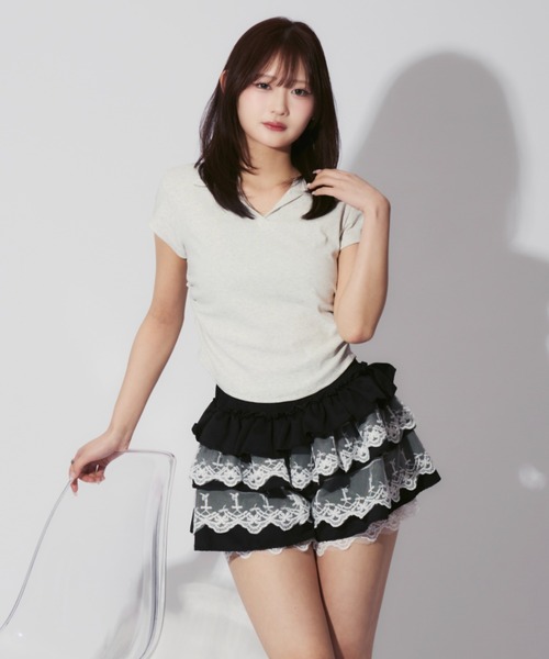 極美品 zoe ゾエ polo short sleeve ポロシャツ 24ss Side Ruched Polo / サイドシャーリングポロ（ポロシャツ