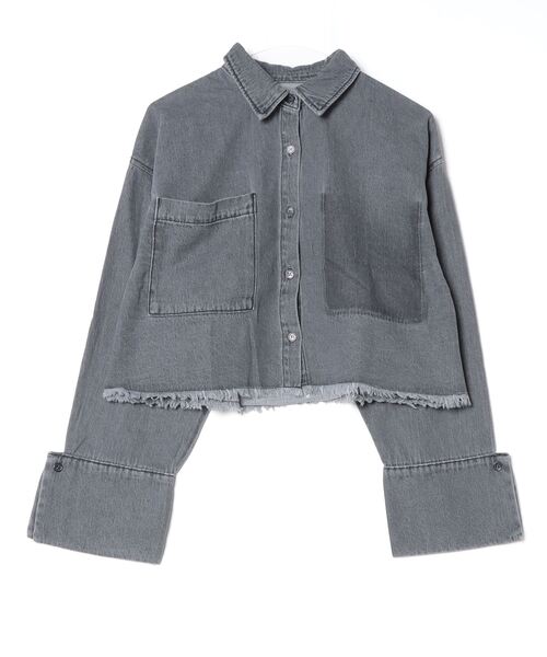 ブラウス シャツ デニムPK加工BIGカフスSH レディース gossara ブラウス シャツ デニムPK加工BIGカフスSH レディース