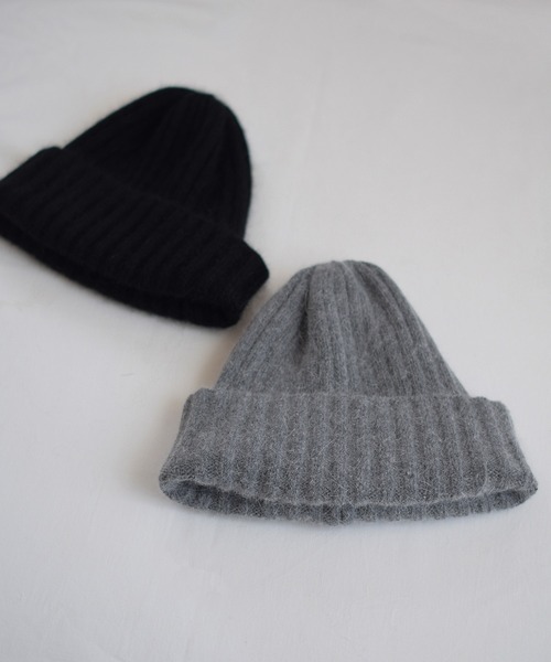 Marient（マリエント）の「ラビットファーニットキャップ（ニットキャップ/ビーニー・レディース・ブラック/グレー・FREE）」の6枚目の写真