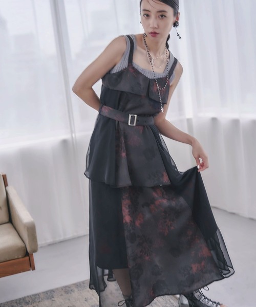 HARE（ハレ）の「リフレクションフラワーキャミワンピース(HARE)（ワンピース・レディース・グレー/ブルー/ボルドー・FREE）」の3枚目の写真