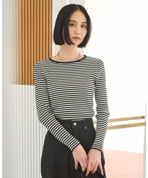 マイビューティ リブボートネック ニット