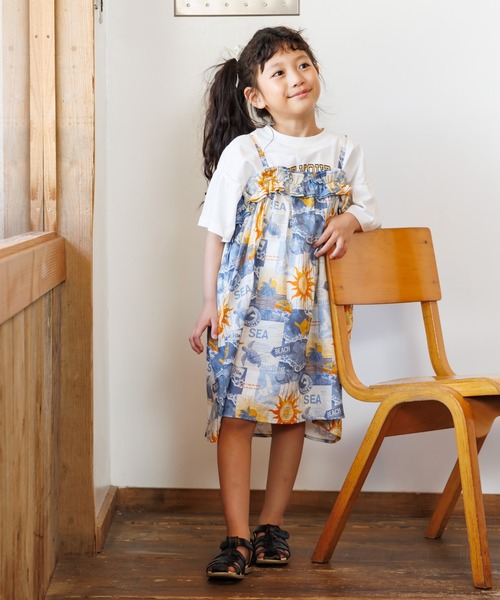 MAKE YOUR DAY(メイクユアデイ)の「リゾートジャンパースカート■80~140cm(ジャンパースカート・キッズ・ターコイズブルー/サックスブルー/ブラウン・80/90/100/120/130/140/110)」の1枚目の写真