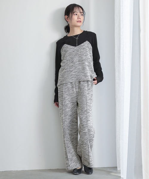 n'OrLABEL(ノアールレーベル)の「『カットソージャカードセットアップ』(その他パンツ・レディース・ベージュ/グレー・2/1)」の4枚目の写真