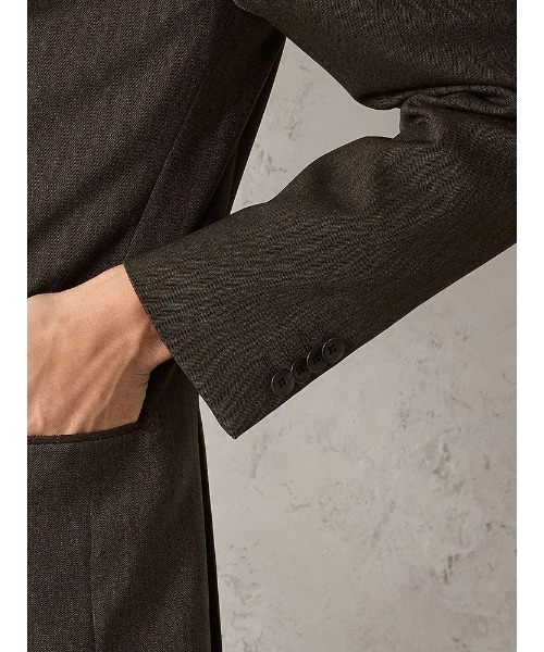 セール】【WEB限定/上下洗える】2釦スーツ ヘリンボン ブラウン