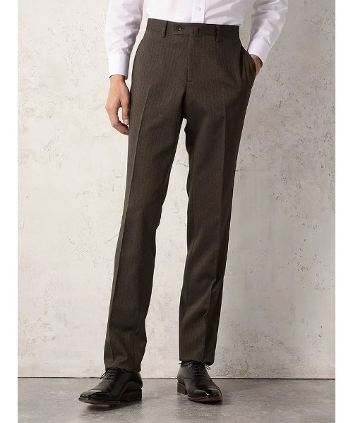 セール】【WEB限定/上下洗える】2釦スーツ ヘリンボン ブラウン