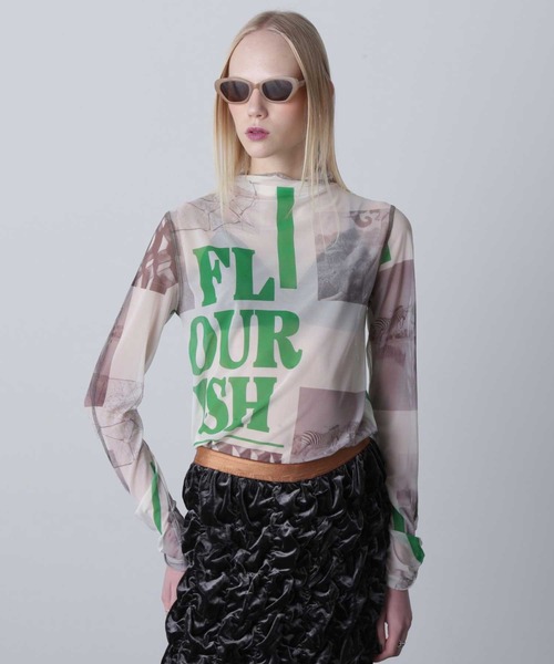 ROSE BUD(ローズバッド)の「シアーアートインナー(Tシャツ/カットソー・レディース・ブラック/ホワイト・ONE SIZE)」の2枚目の写真