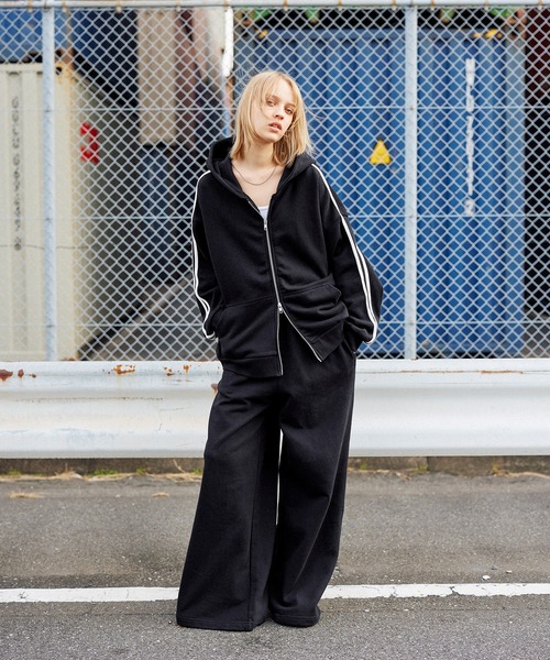 パーカー スウェットセットアップ サイドライン r-2967 SEN TOKYO ジャージ ショートパーカースウェットセットアップ