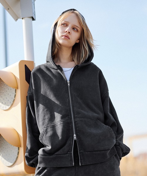 ROCHEM（ローシェン）の「ヘビーウェイトサイドラインダブルジップパーカー（SETUP着用可能）（パーカー・メンズ・ブラック/グレー/ブラック系1・XS/S/M/L）」の18枚目の写真