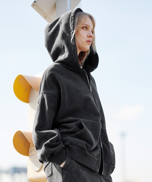 ROCHEM（ローシェン）の「ヘビーウェイトサイドラインダブルジップパーカー（SETUP着用可能）（パーカー・メンズ・ブラック/グレー/ブラック系1・XS/S/M/L）」の19枚目の写真