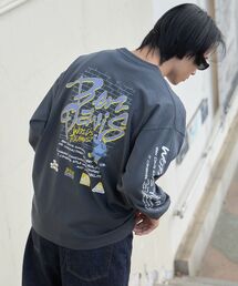 【BEN DAVIS（ベンデイビス）】SPRAY MASTER L/S TEE[WIDE] / クルーネック 長袖 刺繍 オーバーサイズ