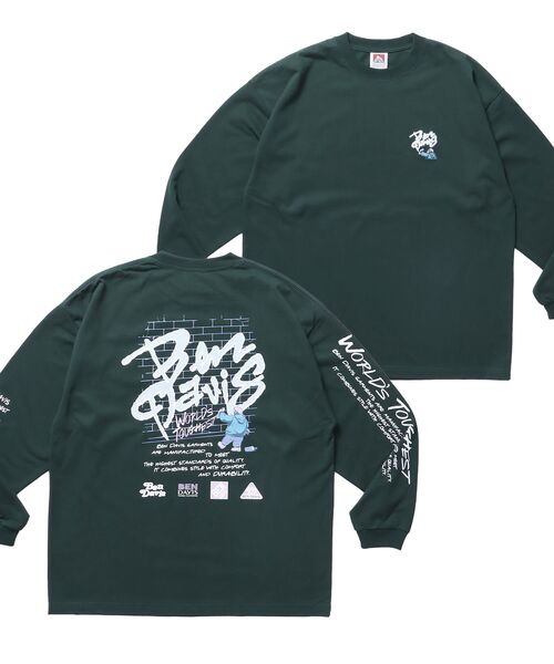 BEN DAVIS（ベンデイビス）の「【BEN DAVIS（ベンデイビス）】SPRAY MASTER L/S TEE[WIDE] / クルーネック 長袖 刺繍 オーバーサイズ（Tシャツ/カットソー・メンズ・ダークグリーン/ホワイト/チャコール・MEDIUM/LARGE/X-LARGE）」の2枚目の写真